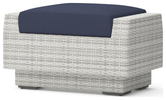 Cannes 5 Piece Aluminum Outdoor Patio Motion Club Chair and Ottoman Set, Blue