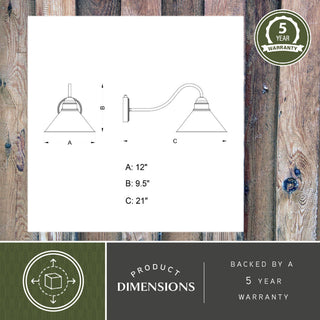 Outland 12" Long Arm Outdoor Wall Light Aged Iron and Light Gold