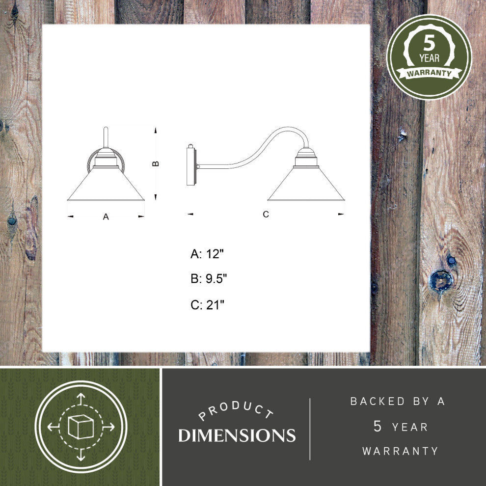 Outland 12" Long Arm Outdoor Wall Light Aged Iron and Light Gold