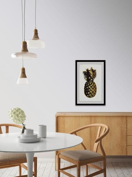 "Pineapple Golden" Framed Painting Print, 12"x18"
