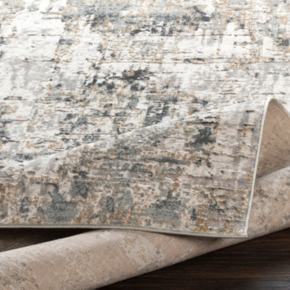 Surya Quatro QUA-2300 5'3"x7'3" Rug, Gray/Silver Gray/White/Beige/Tan