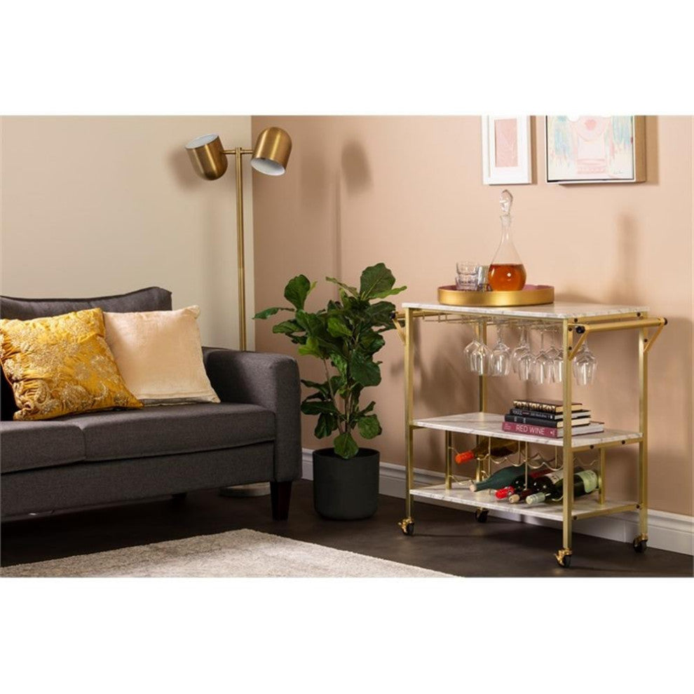 Bar Cart with Wine Bottle Storage and Wine Glass Rack Maliza South Shore