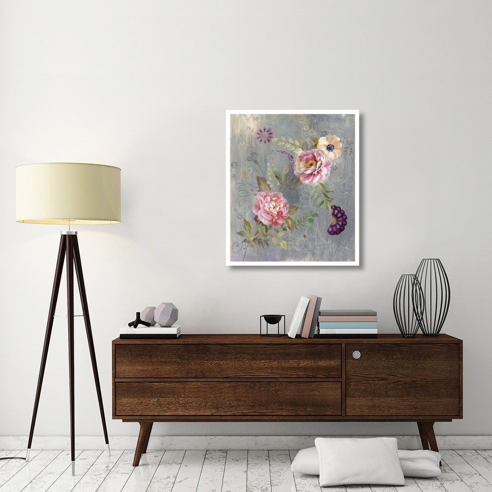 "Peonies and Paisley" Digital Paper Print by Danhui Nai, 33"x38"