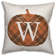Plaid Pumpkin Monogram W 18x18 Spun Poly Pillow