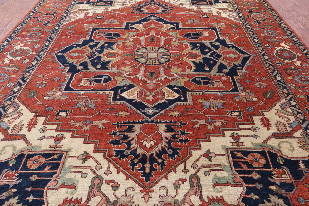 10' 1" X 13' 8" Heriz Serapi Hand Knotted Wool Rug - Q16001