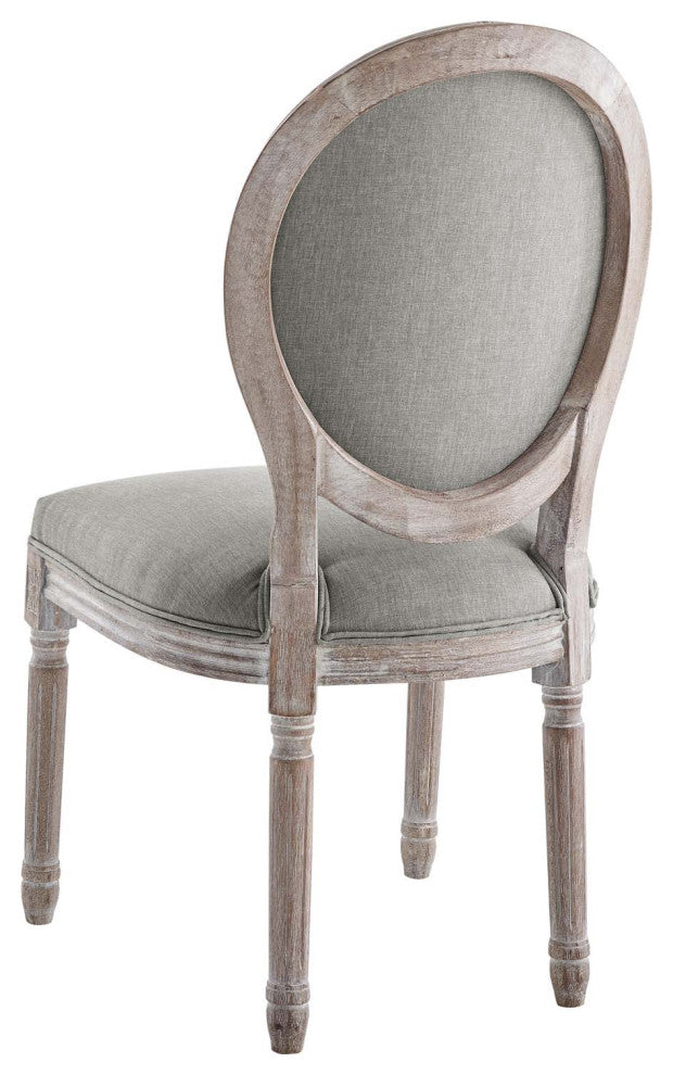 French Vintage Side Dining Chair, Set of 2, Fabric, Wood, Gray, Modern