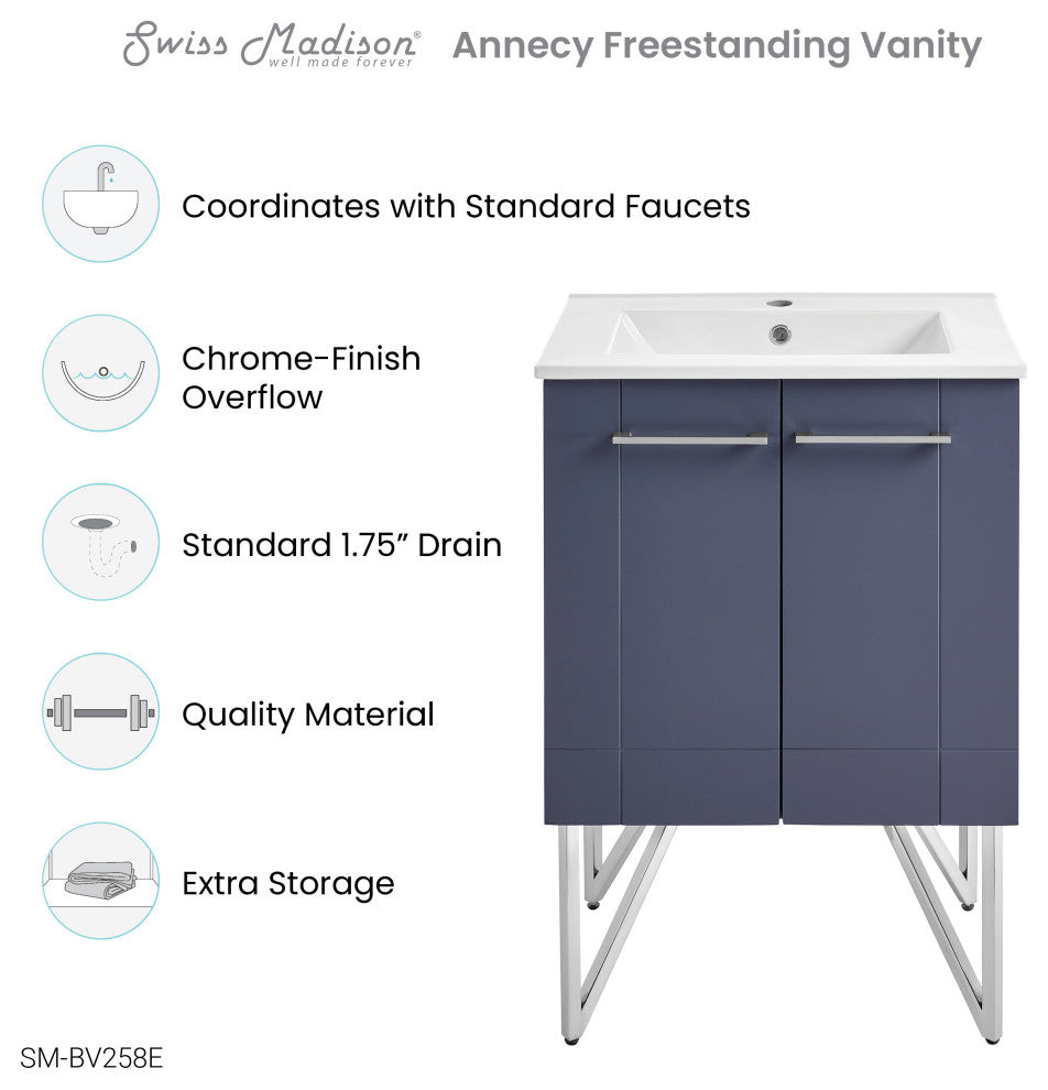 Annecy 24" Bathroom Vanity, Cinder Purple