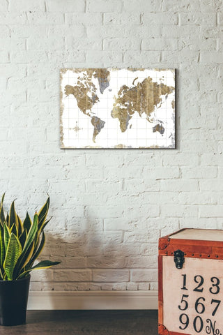 Epic Graffiti "Gilded Map" Giclee Canvas Wall Art, 26"x18"