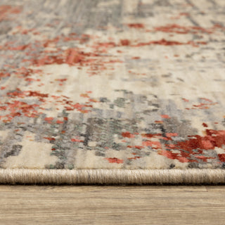Saturn Pixelated Abstract Beige/Pink Wool Blend Area Rug 2' x 3'