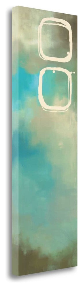 "Retro In Aqua And Khaki III" By Laurie Maitland, Giclee on Gallery Wrap Canvas