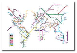 'World Map - Subway' Canvas Art by Michael Tompsett
