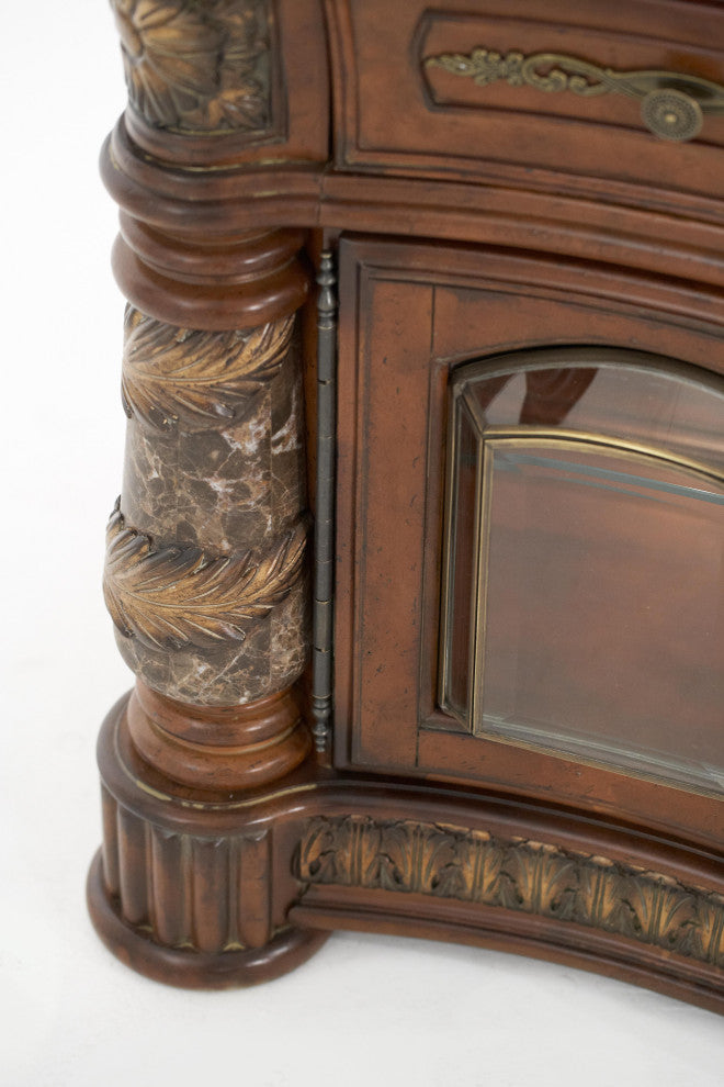 Villa Valencia Wood China Cabinet with Lighting, Classic Chestnut