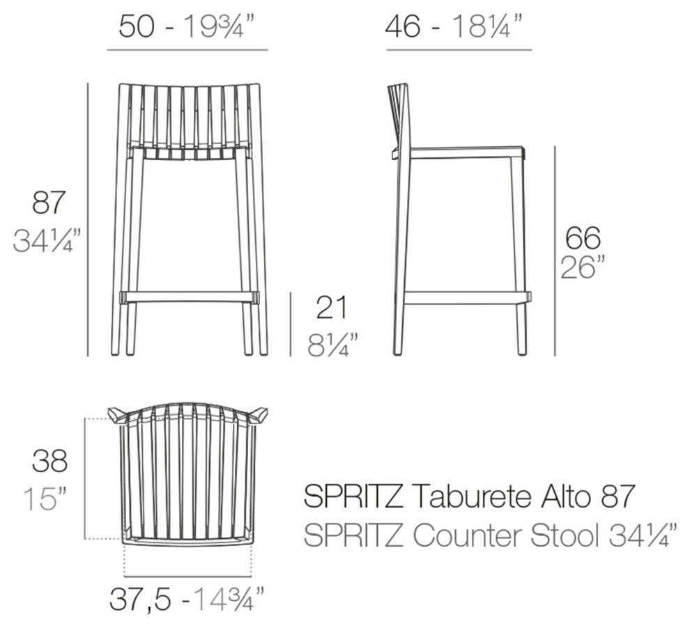Spritz Counter Stool, Set of 4, Black