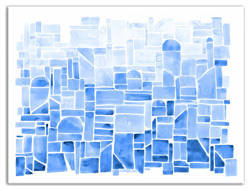 Geo-Watercolor Blue 18x24 Canvas Wall Art