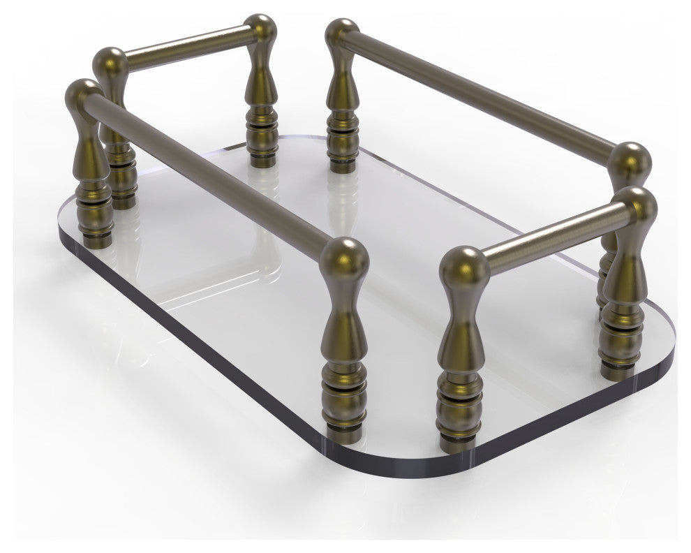 Vanity Top Glass Guest Towel Tray, Antique Brass