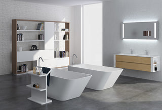 ADM Rectangular Freestanding Bathtub, Matte White, 70.8"