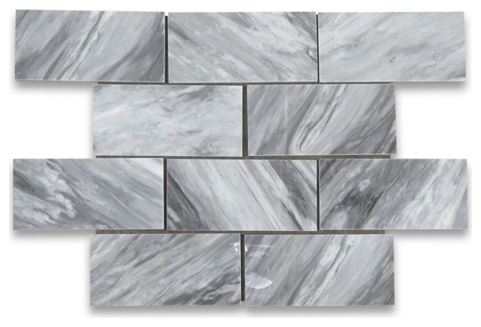 Bardiglio Gray Italian Dark Grey Marble 6x12 Subway Tile Polished, 100 sq.ft.