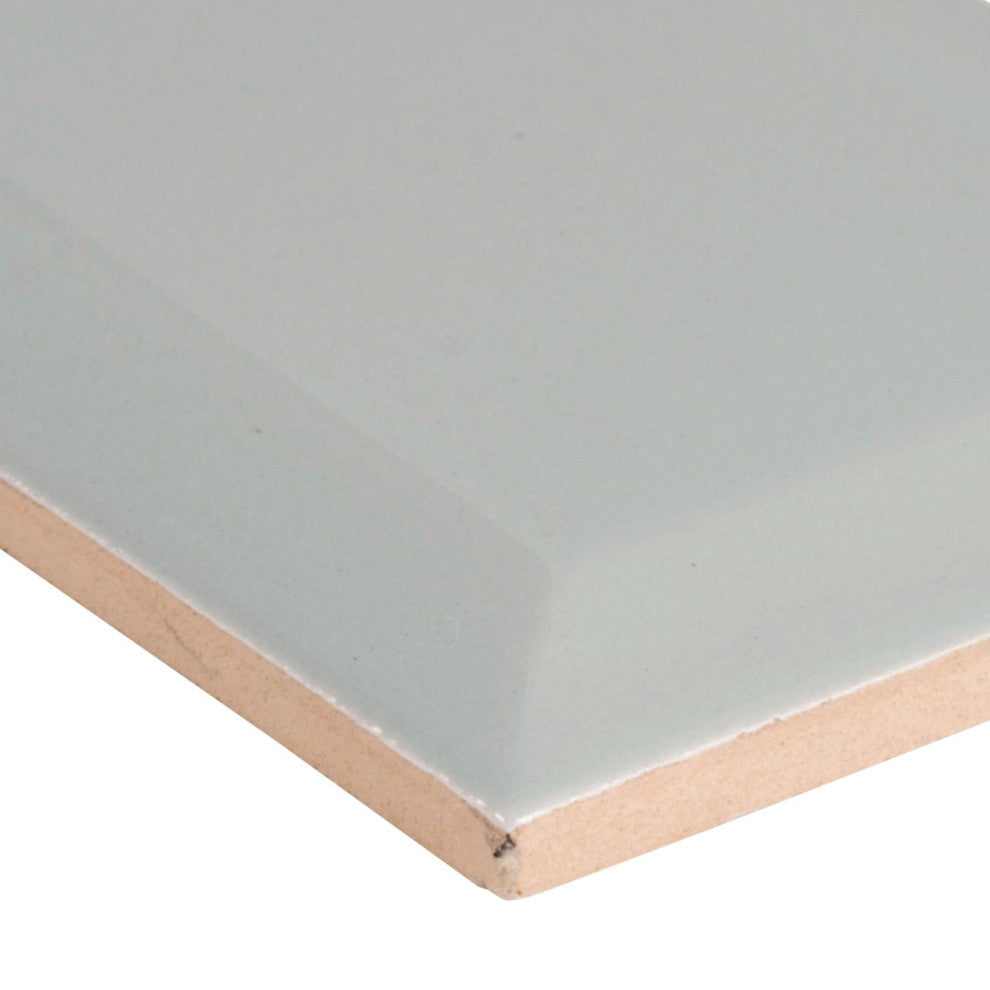 Domino Gray 3X6 Glossy Beveled Subway Tile, 22 Sft
