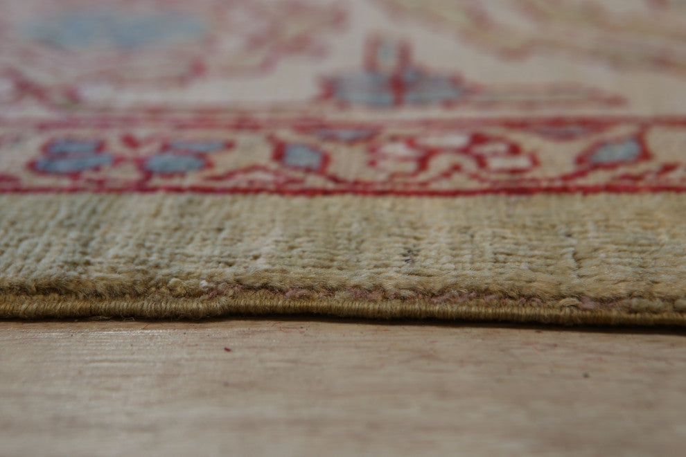 Beige Traditional Floral Heriz Weave Area Rug