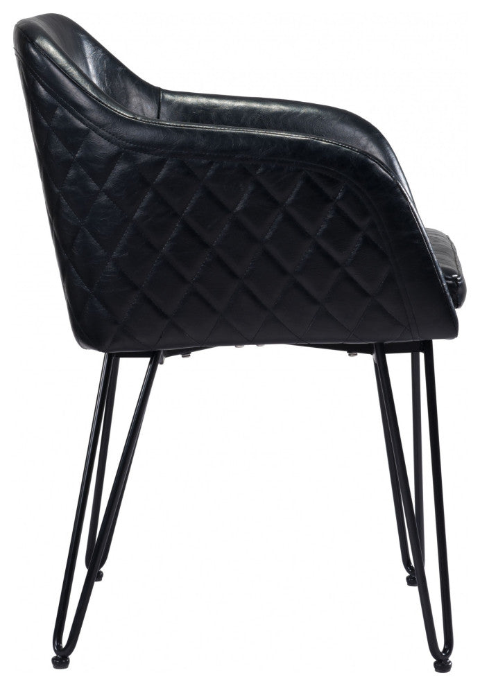 Set of Two Vintage Black Faux Leather Dining Chairs