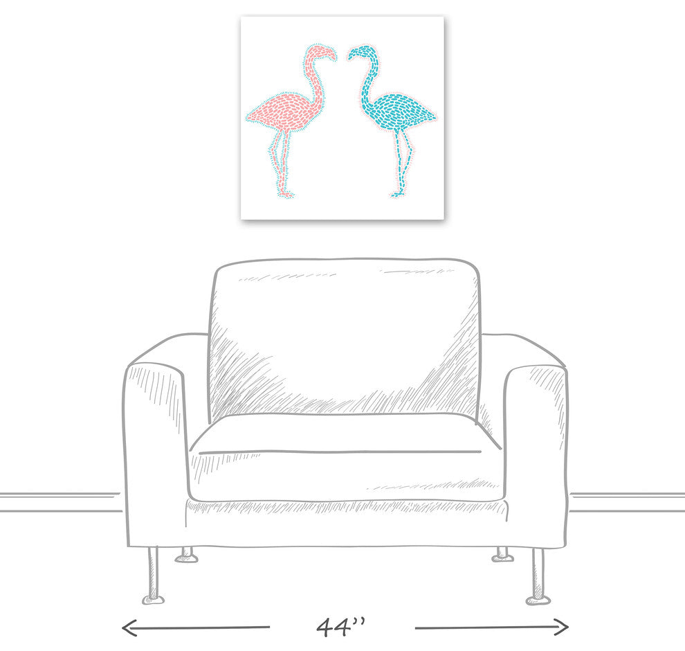 Pink and Blue Flamingos 20x20 Canvas Wall Art