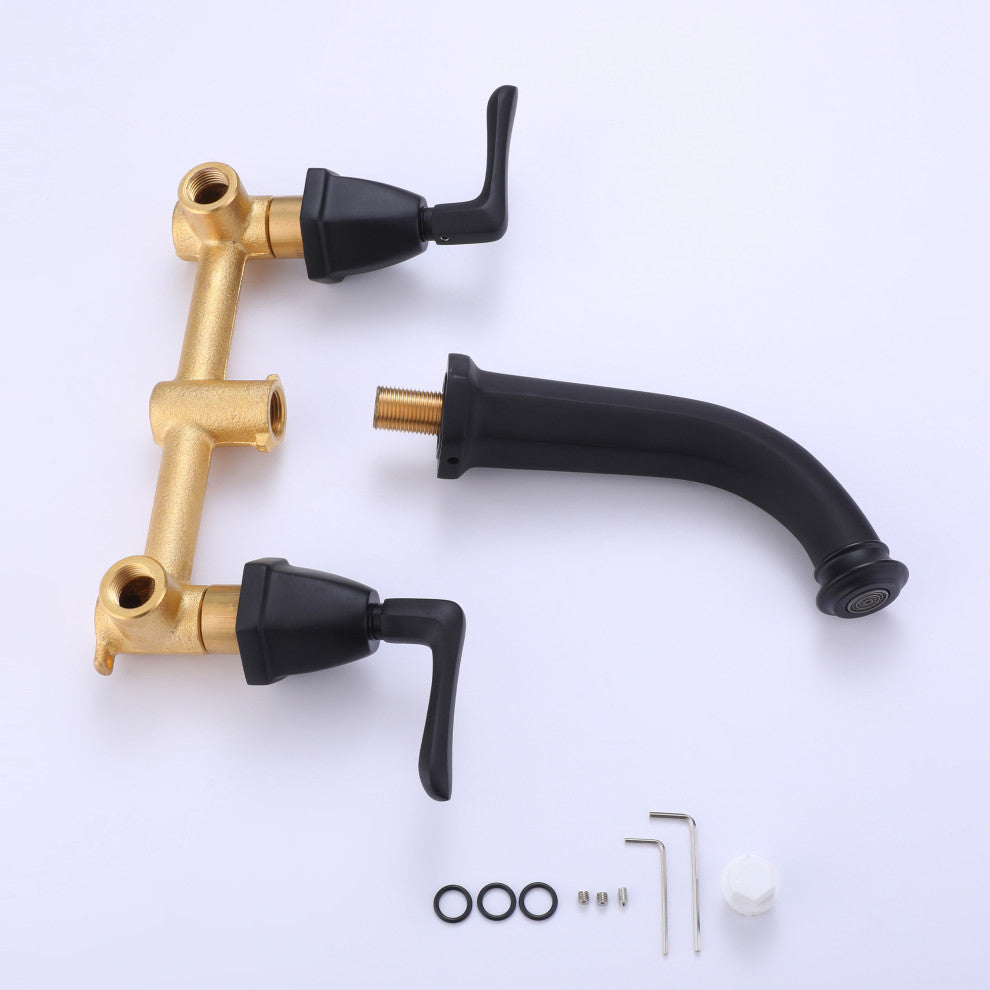 2-Handle Newly Trendy Wall Mounted Bathroom Faucet, Matte Black