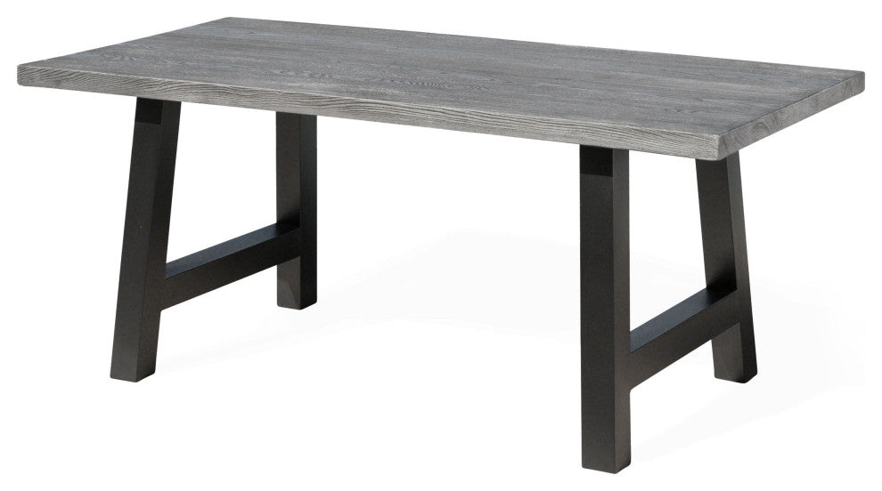 GDF Studio 6-Piece Chris Outdoor Aluminum Dining Set With Gray Table and Bench