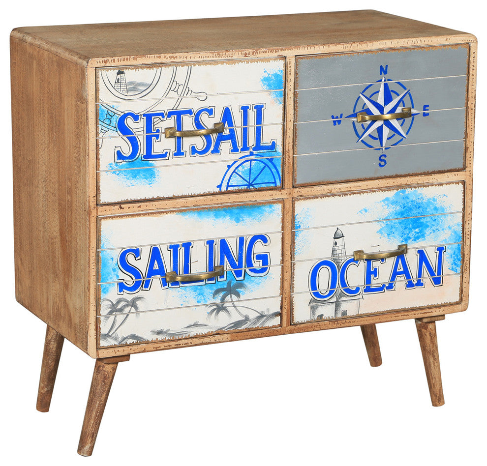 Seaside Mango Wood Chest With 4 Drawers