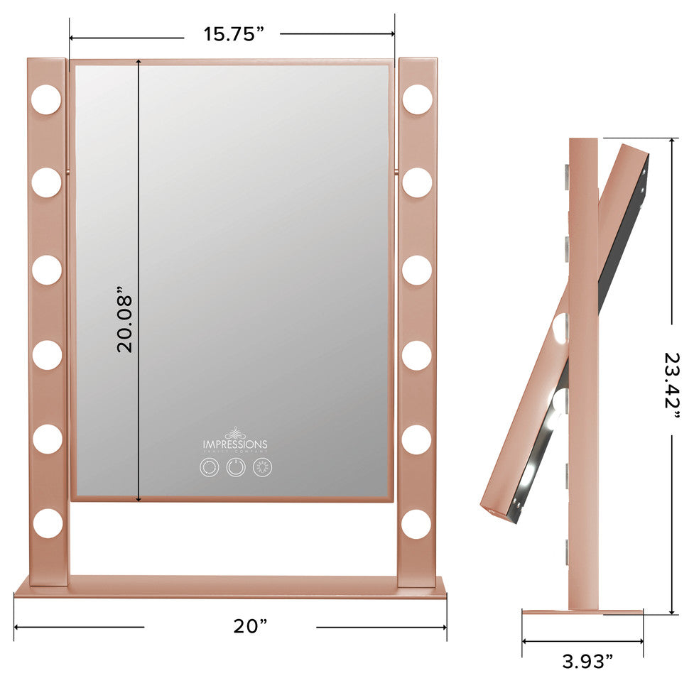 Cinematique XL Tri Tone LED Makeup Mirror, Rosegold