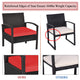 Costway 3PCS Patio Rattan Furniture Set Storage Table Cushioned Sofa Deck Red