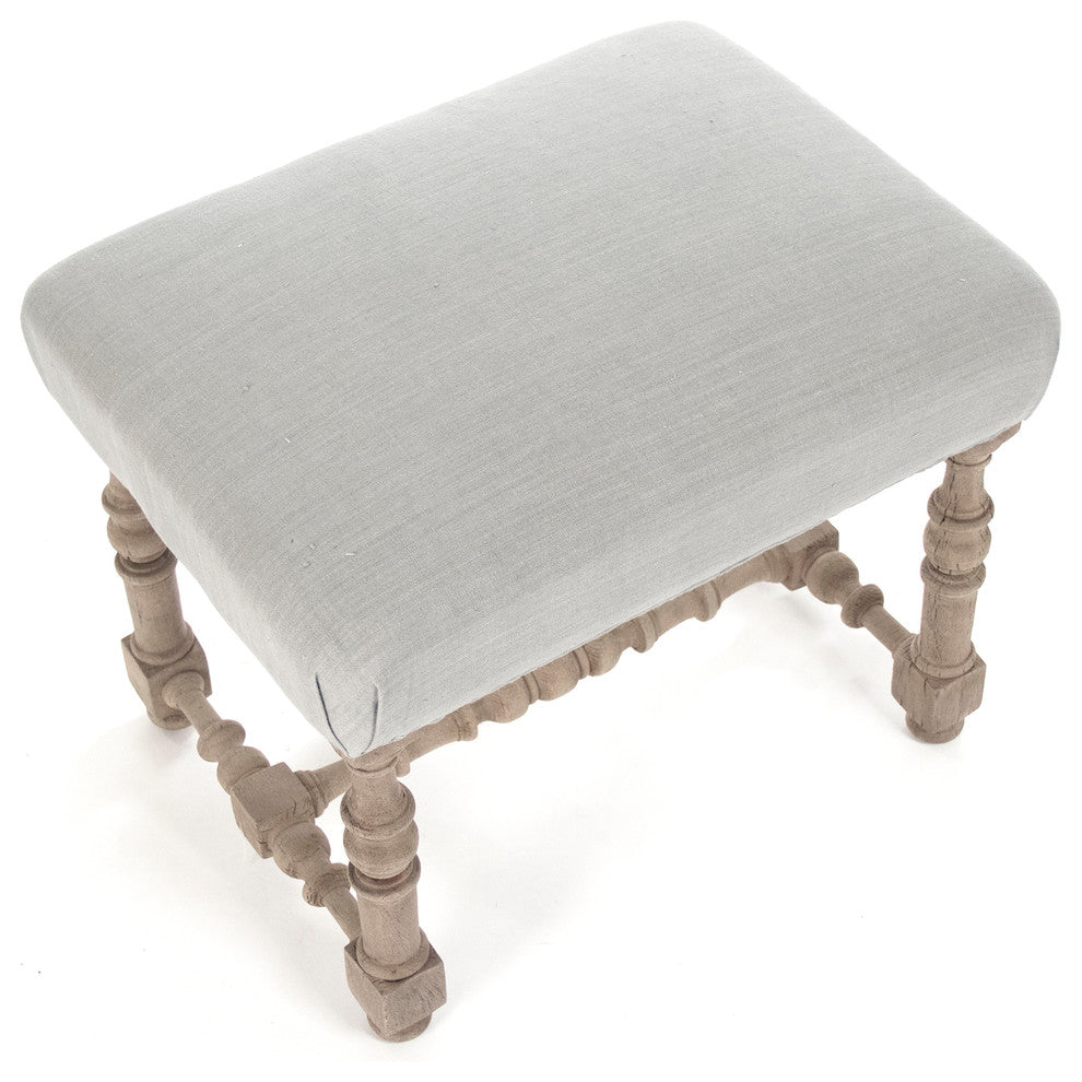 Audrey Stool, Natural Dry Oak, Blue Linen