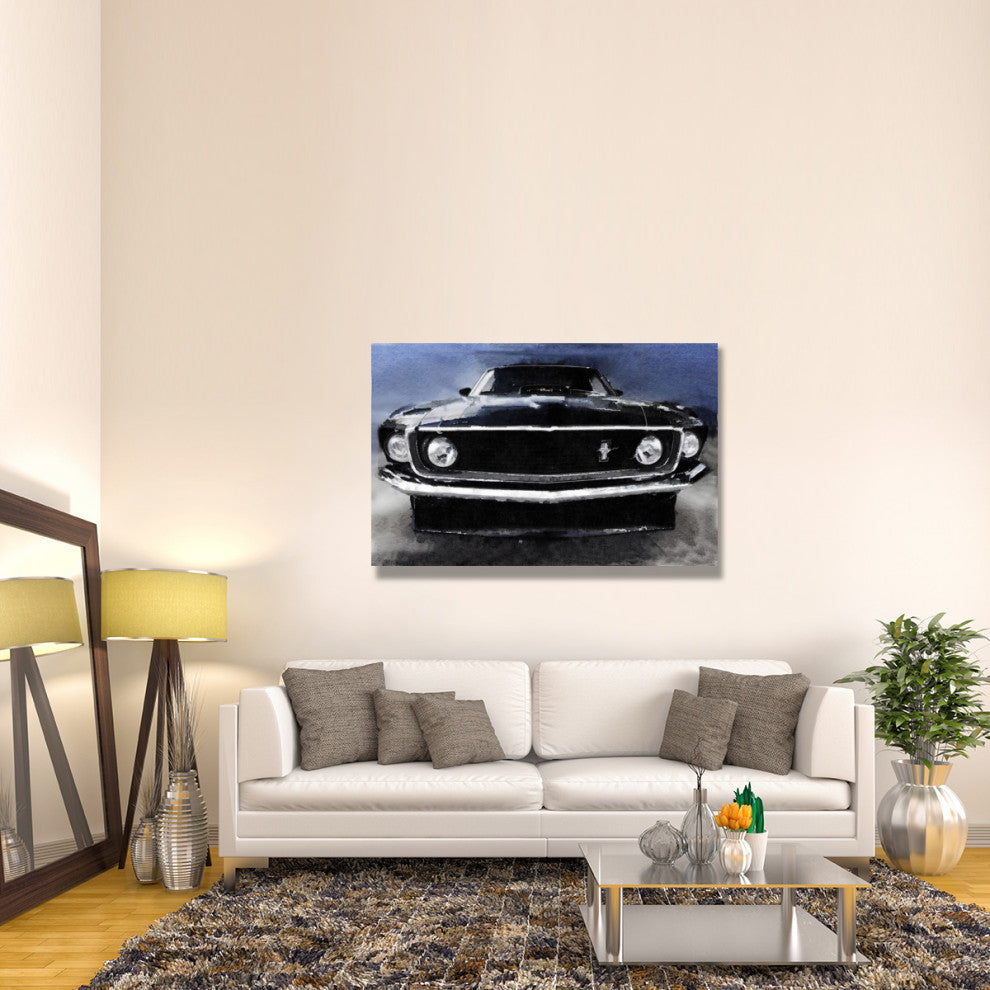 "1968 Ford Mustang Shelby Front Watercolor" Fine Art Print