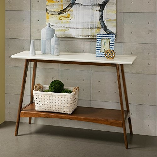 Madison Park Parker Mid-Century Modern Natural Wood Console Table, Pecan