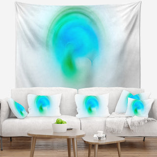 Green Luminous Misty Sphere Abstract Wall Tapestry, 80"x68"