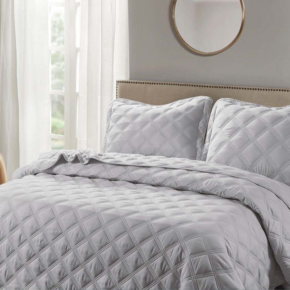 Charleston Down Alternative Bed Spread Set, Ash Gray, Queen
