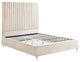 Benzara BM284011 Modern King Size Bed, Channel Tufted Panel Headboard, Beige