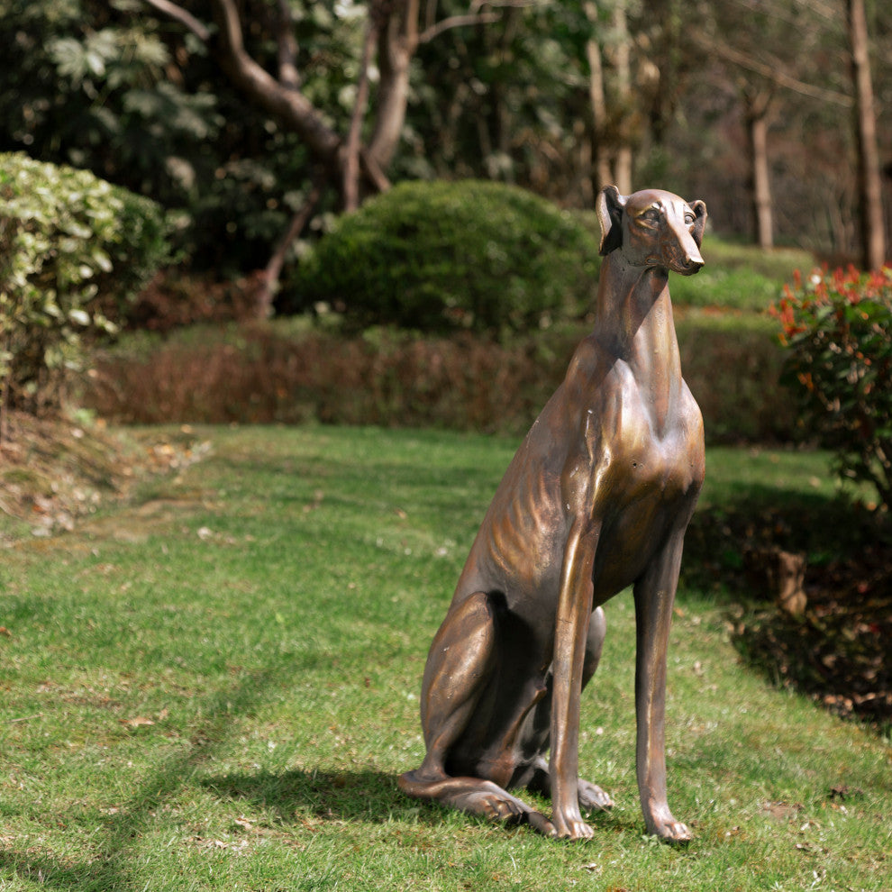 30.25"H MGO Sitting Greyhound Dog Statue