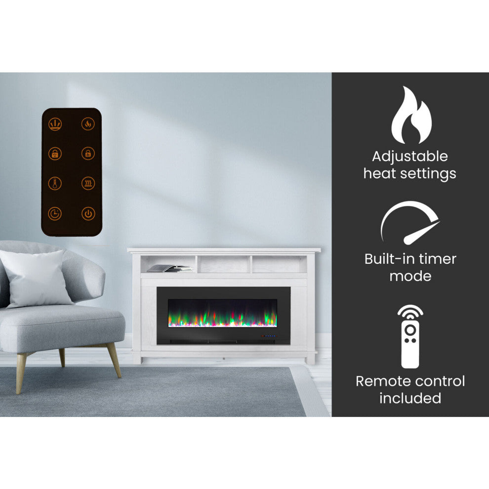 32" Industrial Chic Electric Fireplace Heater With and 10 LED Color Effect