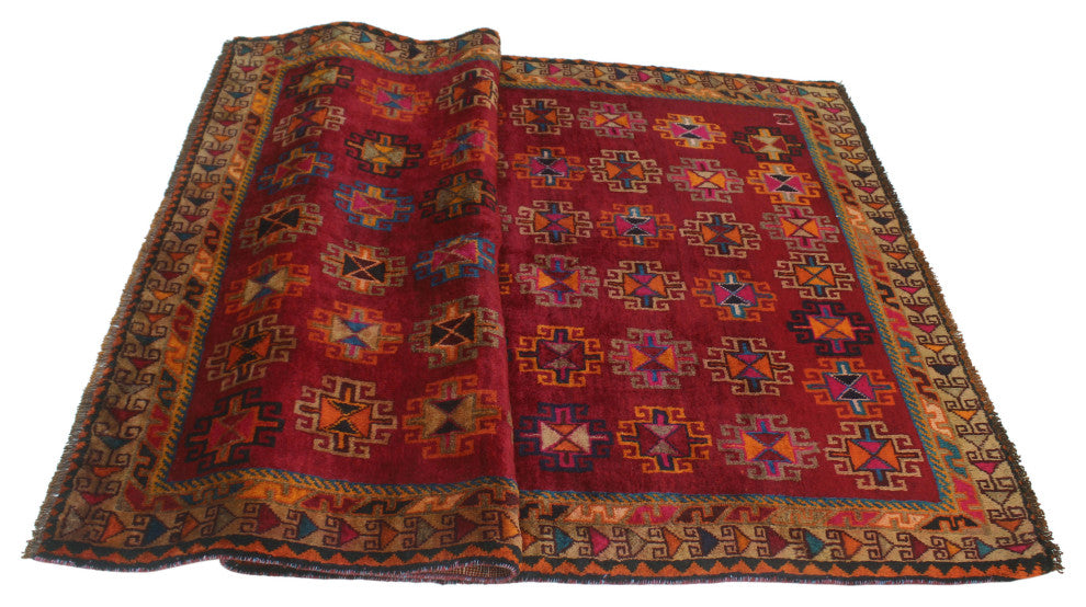 Fine Vintage Distressed Farhod Red Rug