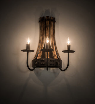 14 Wide Barrel Stave Wall Sconce