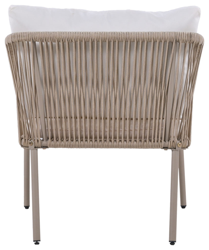 3-Piece Woven Rope Light Luxury Simple Style Outdoor Set with Coffee Table, Beige