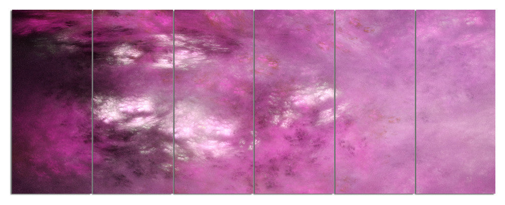 Blur Pink Sky with Stars, Abstract Canvas Art Print, 70"x28", 6 Panels