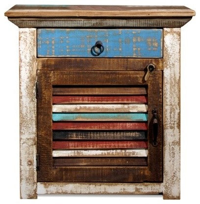 La Boca Rustic Solid Wood Nightstand Bedside Table With Storage