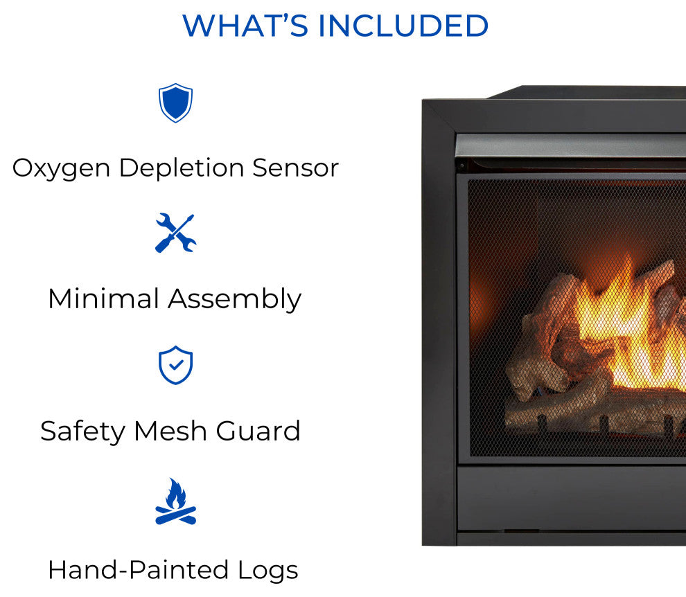 Duluth Forge Dual Fuel Ventless Gas Fireplace Insert - 32,000 BTU, Remote