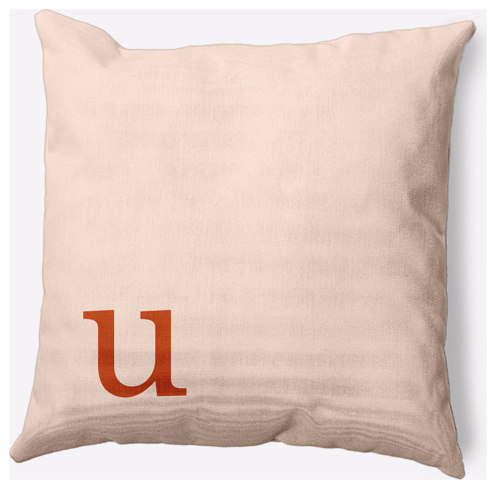 18" x 18" Modern Monogram Indoor/Outdoor Polyester Throw Pillow, Sienna