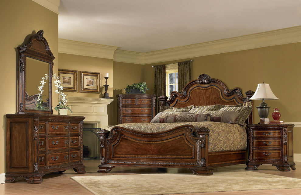 Old World Estate Bed - Medium Cherry, King