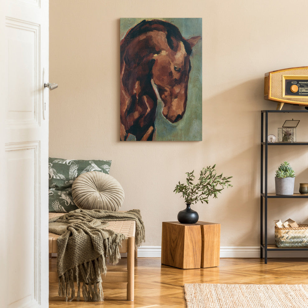 "Horse Portrait" Fine Giclee Printed on Hand Finished Ash Wood Wall Art Set of 2