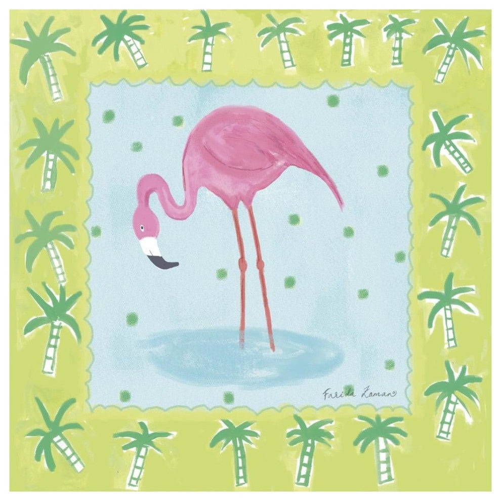 "Flamingo Dance III" Digital Paper Print by Farida Zaman, 38"x38"