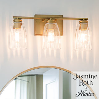 Rossmoor Luxe Gold With Clear Glass 3 Light Bathroom Vanity Wall Light Fixture
