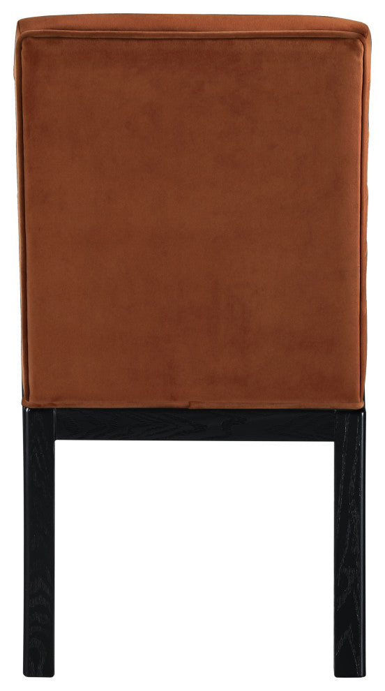 Evelyn Upholstered Dining Chair, Cognac, Velvet, Black Finish